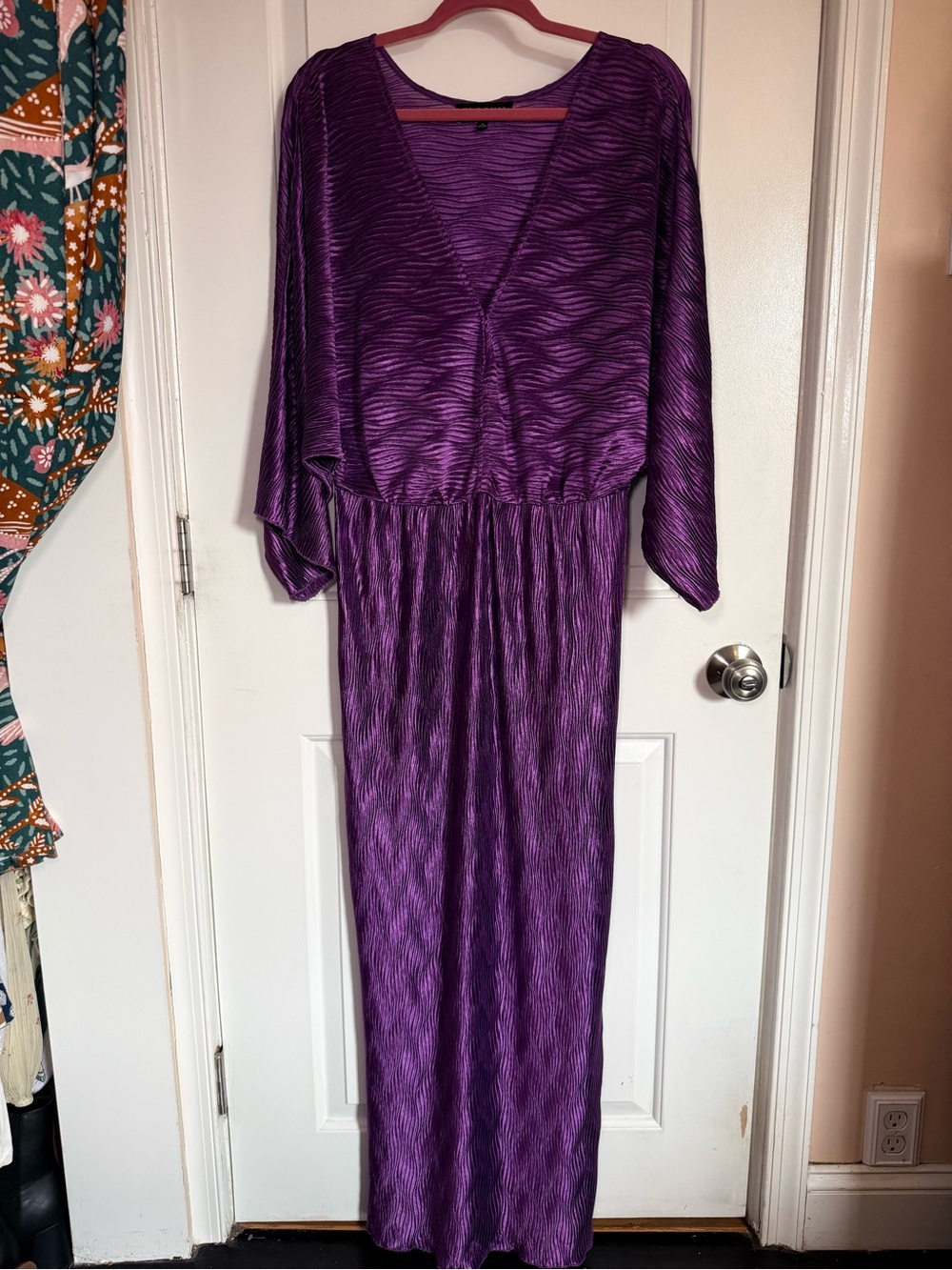 Eloquii Deep Purple Textured Glam Bodycon Maxi Dress